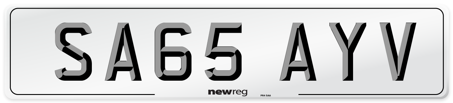 SA65 AYV Number Plate from New Reg